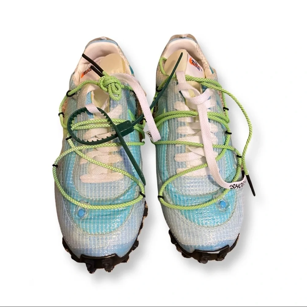 Off White X Nike Waffle Racer ‘Vivid Sky ‘ - Picture 3 of 4